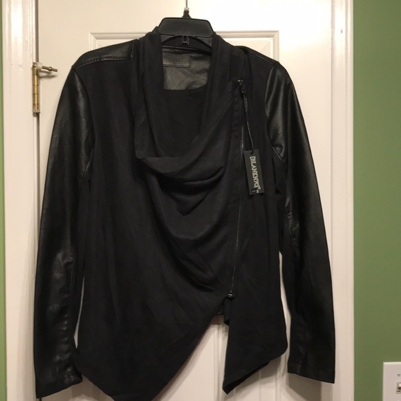 NWT BlankNYC Vegan Leather and Knit Crepe Jacket - Picture 3 of 6